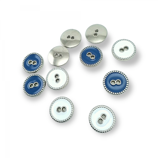 15 mm 24 L 2 Holes Enameled Sewing Button Edge Patterned E 1359