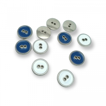 15 mm 24 L 2 Holes Enameled Sewing Button Edge Patterned E 1359