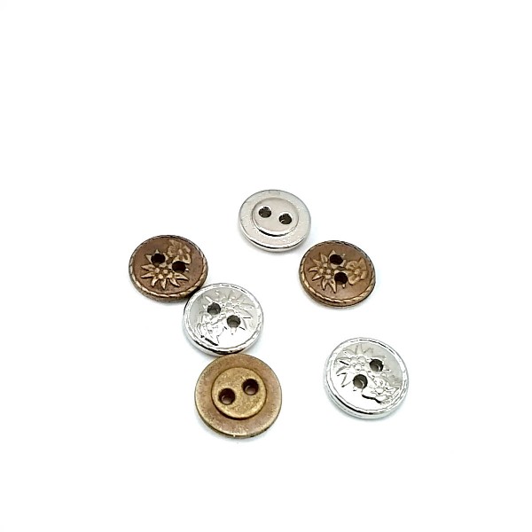 13 mm - 21 size Two Perforated Metal Button with Logo E 301