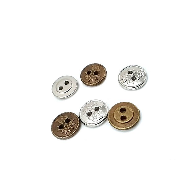 13 mm - 21 size Two Perforated Metal Button with Logo E 301