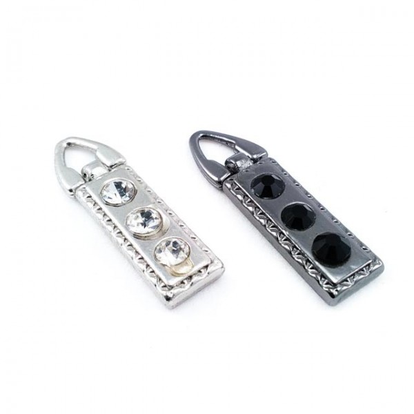 Zipper handles with enamel stone 37 mm x 8 mm E 527