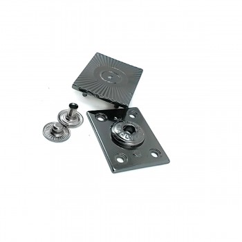 32 x 25 mm Patterned Rectangular Metal Snap Button EK 1701