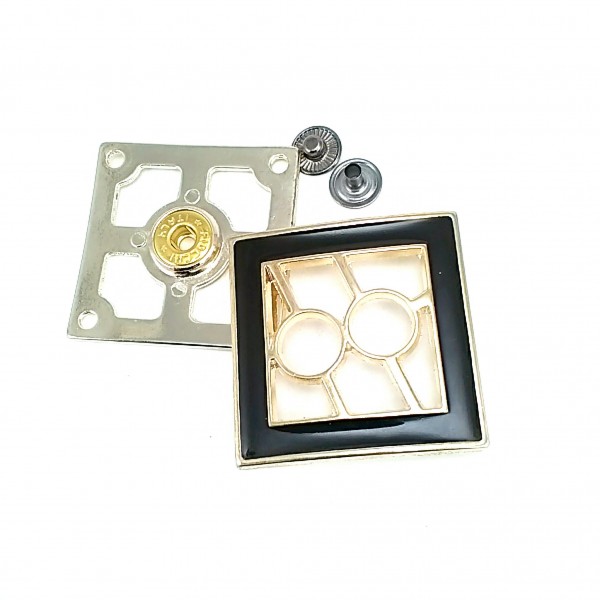 Patterned and stylish metal snap button 42 x 42 mm E 1310