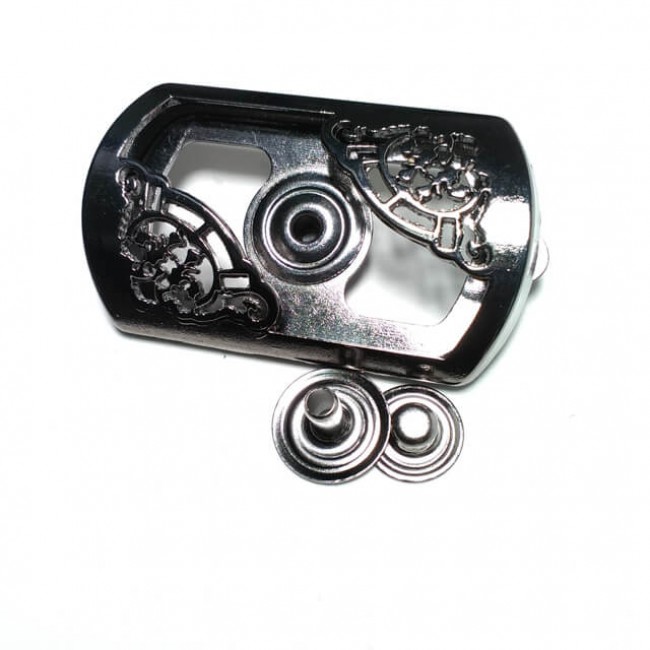 Metal dikdörtgen çerçeve çift parça çıtçıt düğme 46 x 27 mm Е 1495 Metal dikdörtgen çerçeve çift parça çıtçıt düğme 46 x 27 mm Е 1495