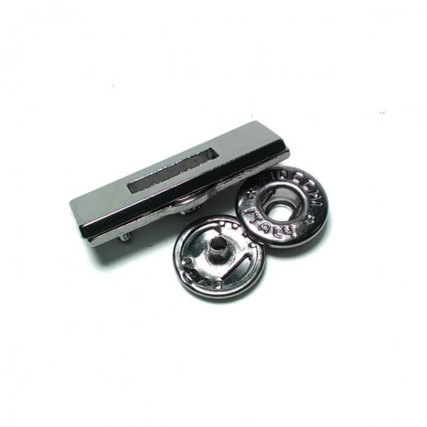 Çift parça metal çıtçıt düğme dikdörtgen şekil 30 x 10 mm Е 1691