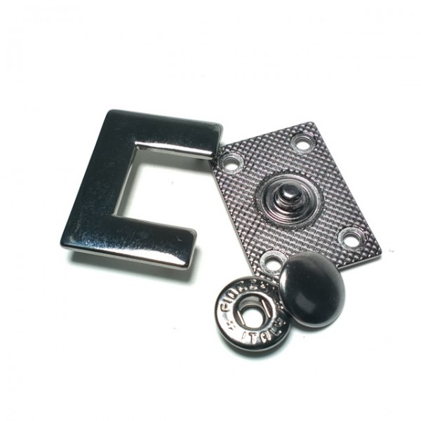 Double track snap button zinc alloy metal U shape 30 x 23 mm E 1772