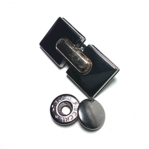 Metal şık çift parça çıtçıt düğme 37 x 17 mm Е 1860