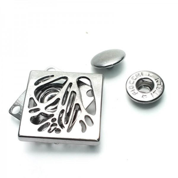 Metal square snap button button 4 piece set