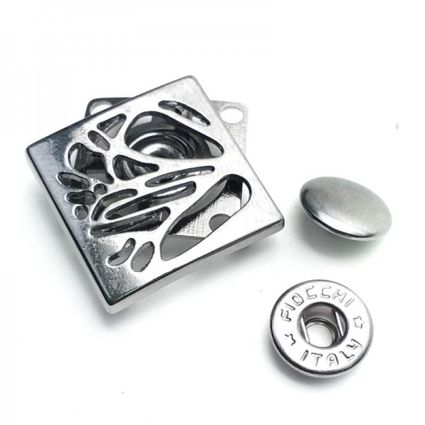 Metal square snap button button 4 piece set