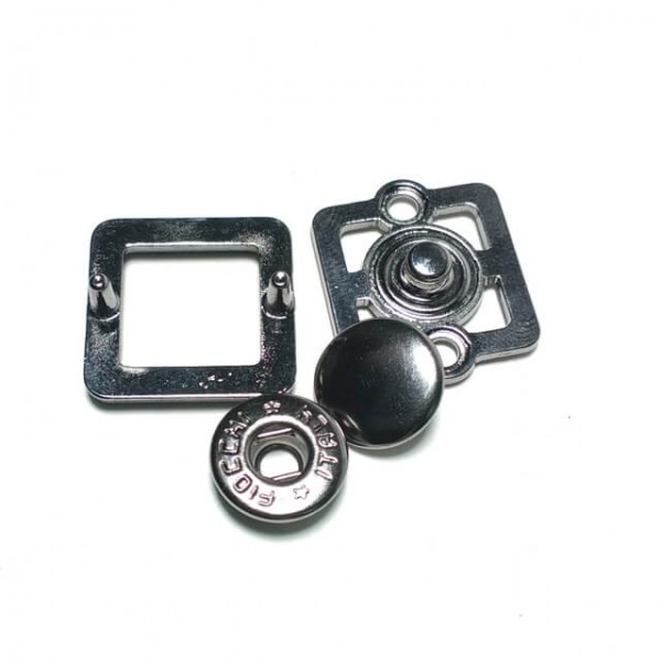 Metal Square Frame Double Track Snap Button 20 x 20mm E 1965