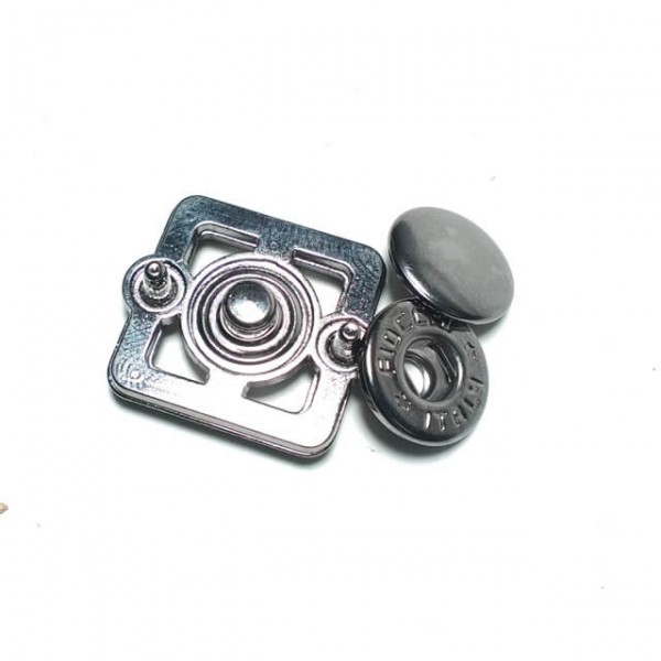 Metal Square Frame Double Track Snap Button 20 x 20mm E 1965