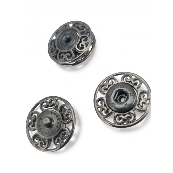 carved flower – baroque curl pattern snap fastener 20 mm E 2230