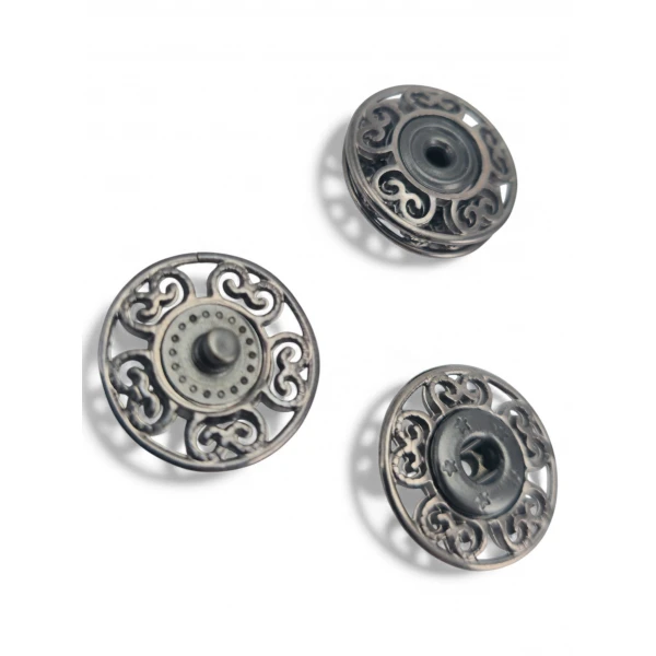 carved flower – baroque curl pattern snap fastener 20 mm E 2230