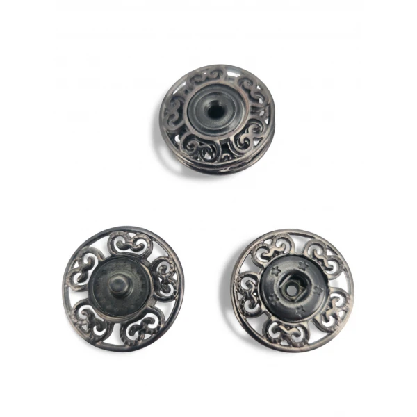 carved flower – baroque curl pattern snap fastener 20 mm E 2230