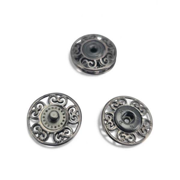 carved flower – baroque curl pattern snap fastener 20 mm E 2230