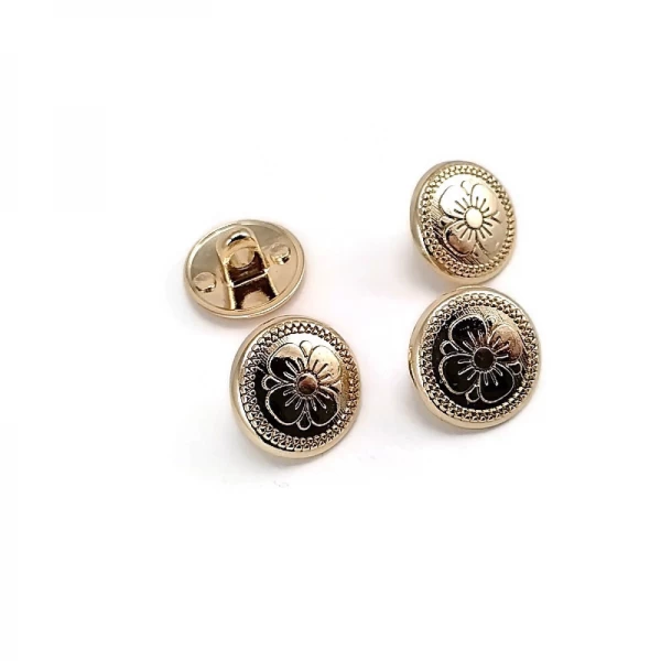 15 mm - 24 boy Papatya Desenli Alttan Dikme Metal Düğme E 114