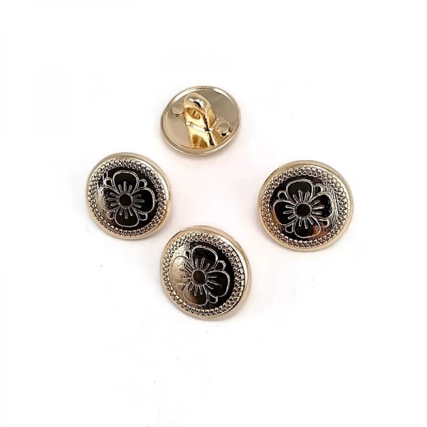 15 mm - 24 boy Papatya Desenli Alttan Dikme Metal Düğme E 114