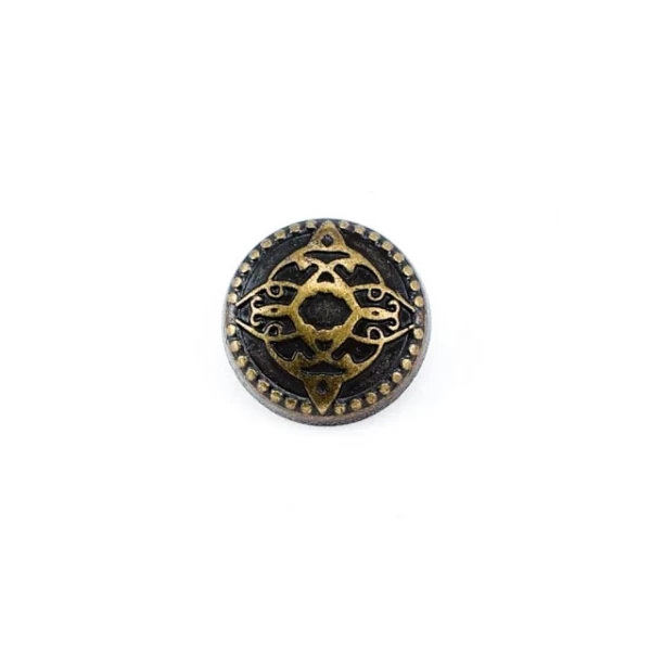 Desenli 16 mm Ayaklı metal düğme - 26 lignes  E 1255