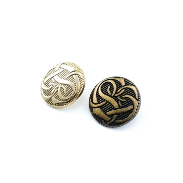Patterned metal jacket shank button 20 mm - 31 size E 212