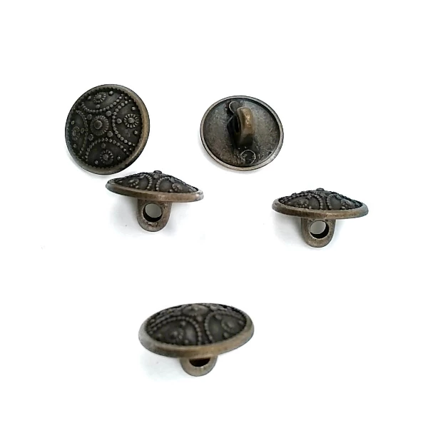 15 mm - 24 boy Noktalı Motif Desenli Alttan Dikme Metal Düğme E 314
