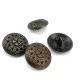 28 mm - 44 L Stone and Flower Patterned Metal Shank Button  E 398