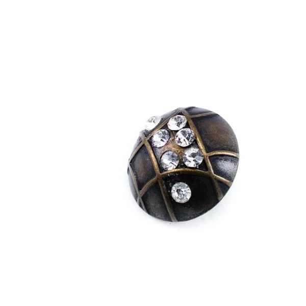 Taşlı ve Çizgili Metal Ayaklı Düğme 15 mm - 24 boy E 706