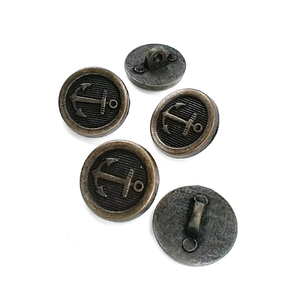 Anchor Patterned Metal button 17 mm - 27 size E 910