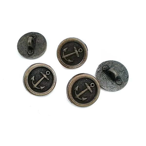 Anchor Patterned Metal button 17 mm - 27 size E 910