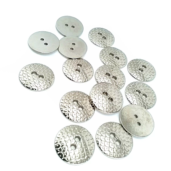 Metal perforated button with two holes 19 mm E 1420