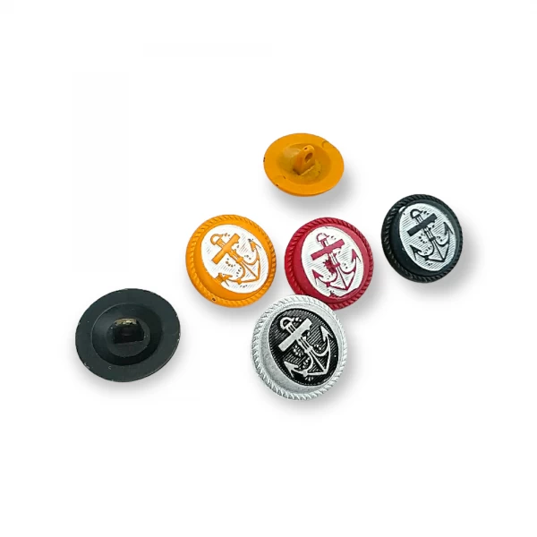 18 mm - 29 size Enamel Anchor Design Footed Jacket Button E 1151 MN
