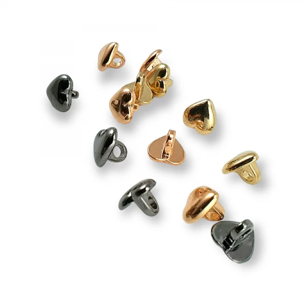 Kalp Şekilli Metal Ayaklı Düğme 9 mm - 18 boy E 1470
