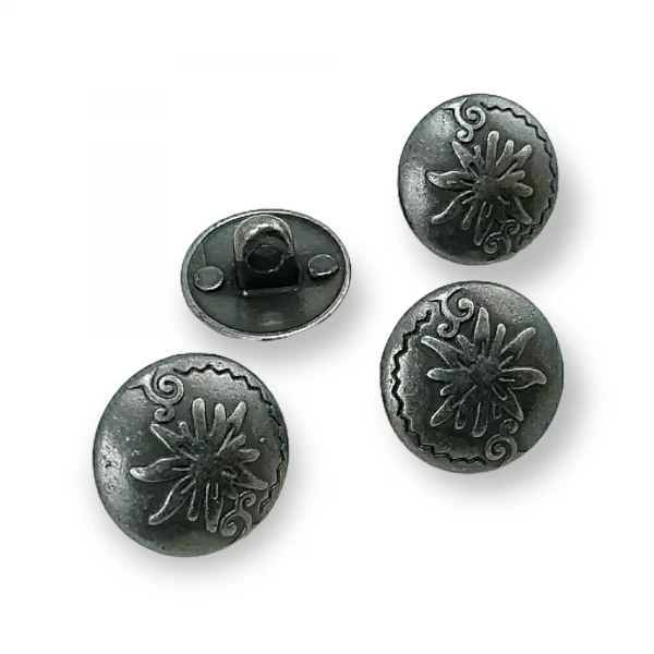 15 mm - 24 boy Çiçek Desenli Ayaklı Metal Düğme E 331