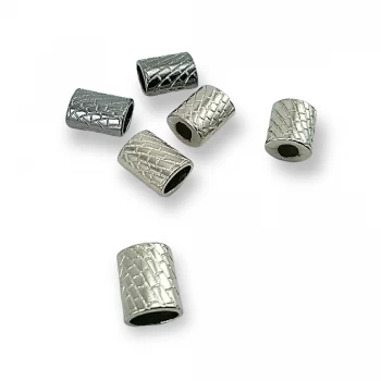 Patterned metal cord end diameter 8 mm length 11 mm E 1508