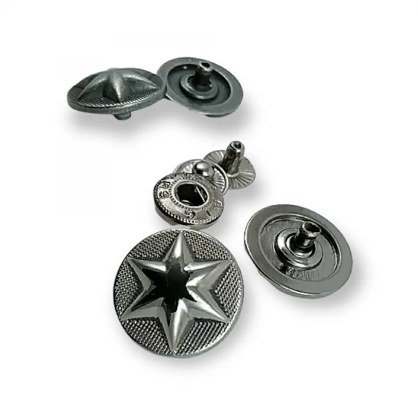 17 mm - 27 boy Metal Yıldız Tasarımlı Çıt çıt Düğme E 1482 17 mm - 27 boy Metal Yıldız Tasarımlı Çıt çıt Düğme E 1482