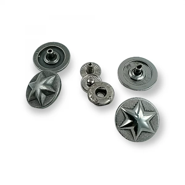 17 mm - 27 boy Metal Yıldız Tasarımlı Çıt çıt Düğme E 1482 17 mm - 27 boy Metal Yıldız Tasarımlı Çıt çıt Düğme E 1482