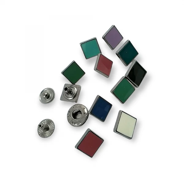 10 x 10 mm Enamel Snap Fastener Button Square Shape Coat and Jacket Snaps Button E 1624