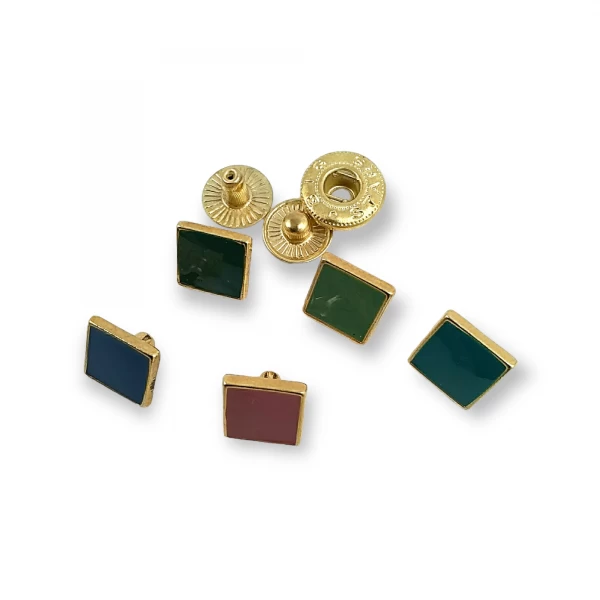 10 x 10 mm Enamel Snap Fastener Button Square Shape Coat and Jacket Snaps Button E 1624