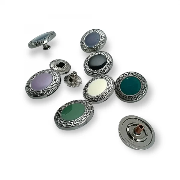Mineli metal çıtçıt düğme 17 mm - 28 boy E 439 Mineli metal çıtçıt düğme 17 mm - 28 boy E 439