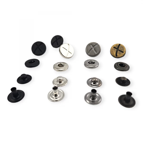 15 mm 27 L X Patterned Metal Snap Fasteners Button E 521