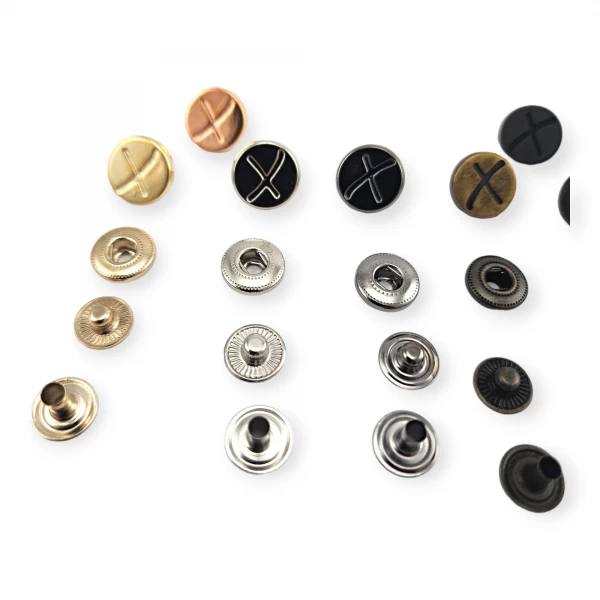 15 mm 27 L X Patterned Metal Snap Fasteners Button E 521