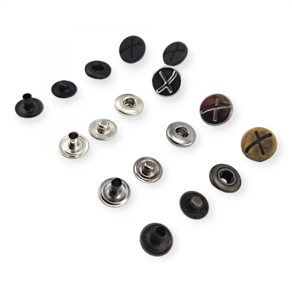 15 mm 27 L X Patterned Metal Snap Fasteners Button E 521