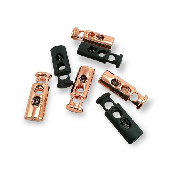 Çift Delikli Stoper 6 mm Bağcık Girişli Metal Kordon Kilidi E 214 Çift Delikli Stoper 6 mm Bağcık Girişli Metal Kordon Kilidi E 214