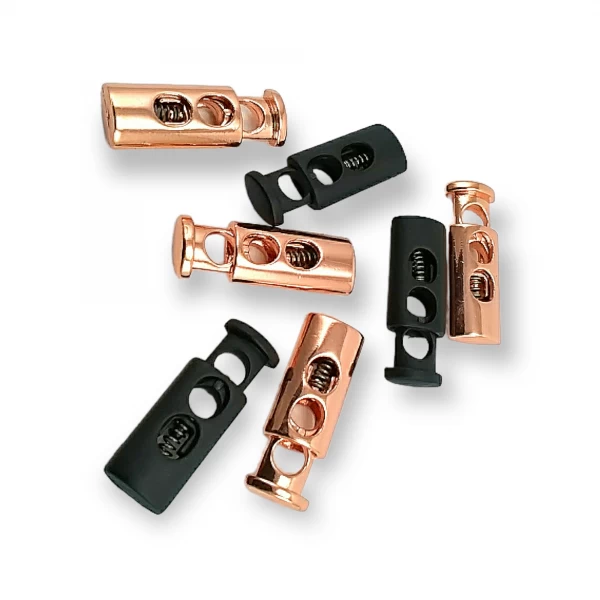 Çift Delikli Stoper 6 mm Bağcık Girişli Metal Kordon Kilidi E 214 Çift Delikli Stoper 6 mm Bağcık Girişli Metal Kordon Kilidi E 214