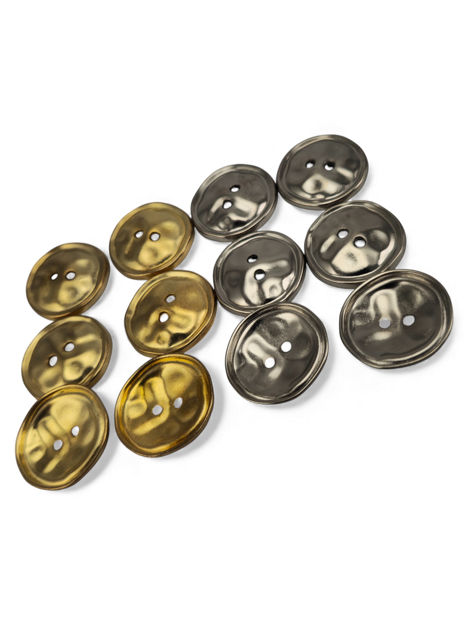 Çekiç İzli (Hammered) 2 Delikli Zamak  Düğme 20 mm  - 32 boy E 2287