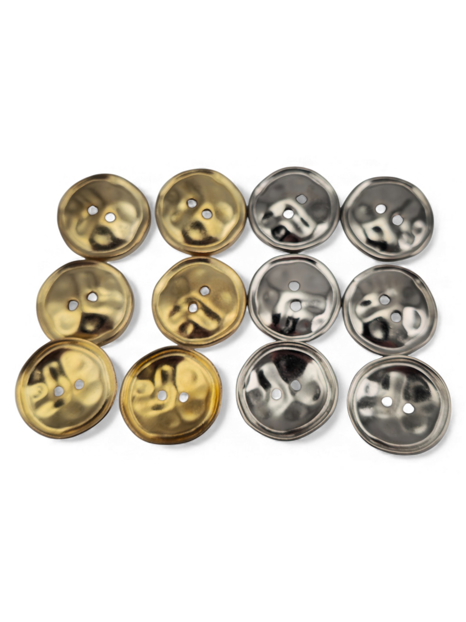 Çekiç İzli (Hammered) 2 Delikli Zamak  Düğme 20 mm  - 32 boy E 2287
