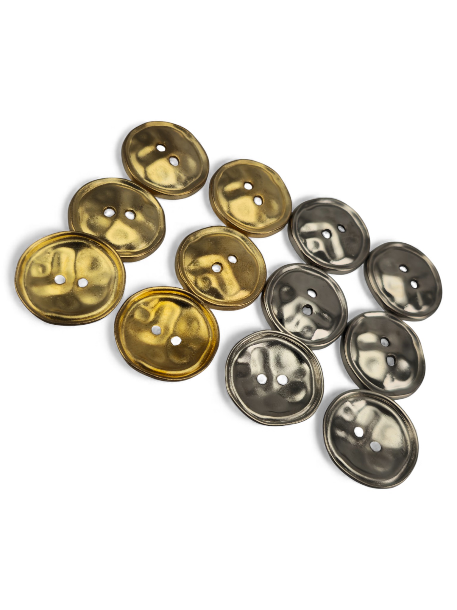 Çekiç İzli (Hammered) 2 Delikli Zamak  Düğme 20 mm  - 32 boy E 2287