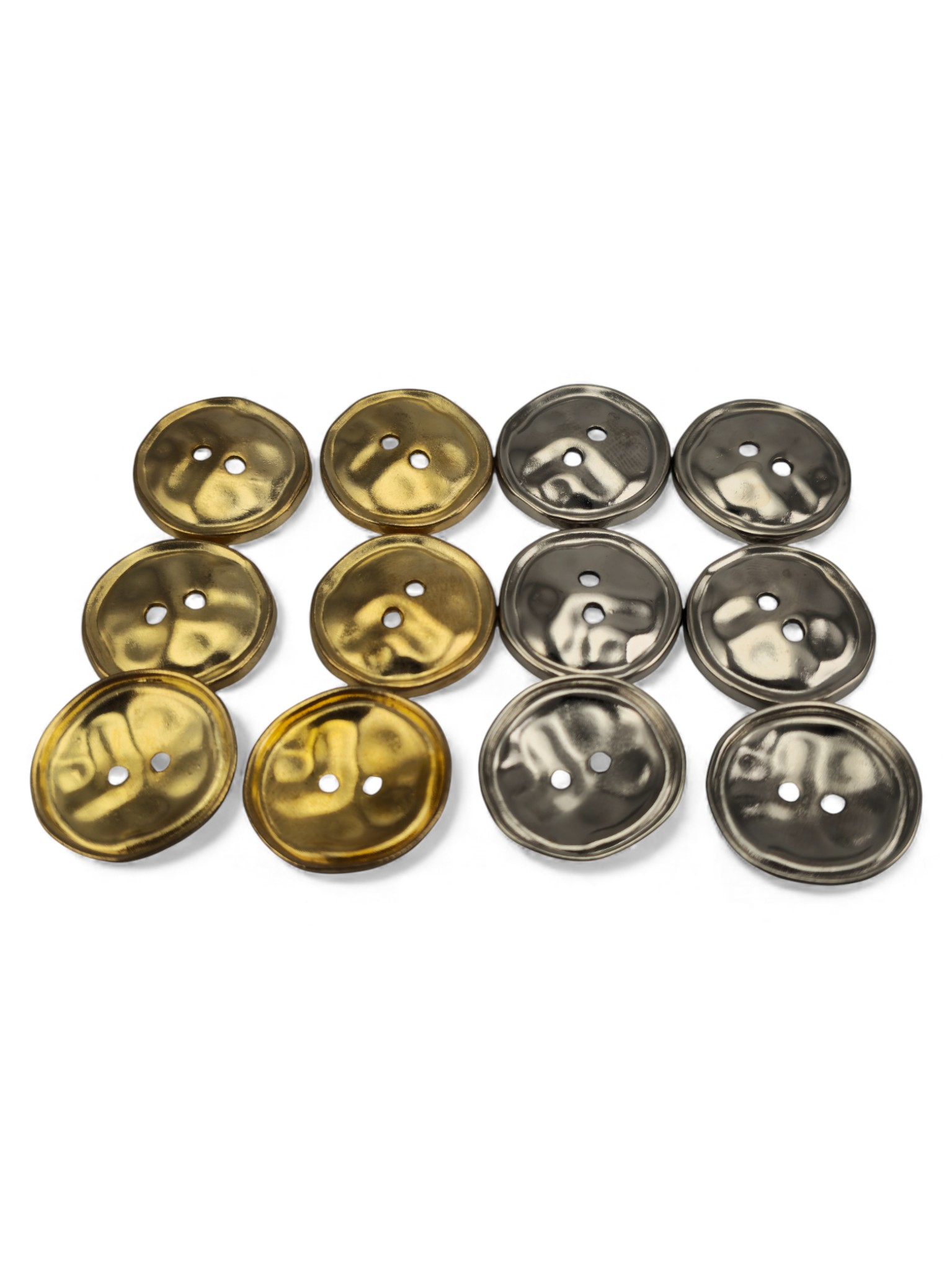 Çekiç İzli (Hammered) 2 Delikli Zamak  Düğme 20 mm  - 32 boy E 2287