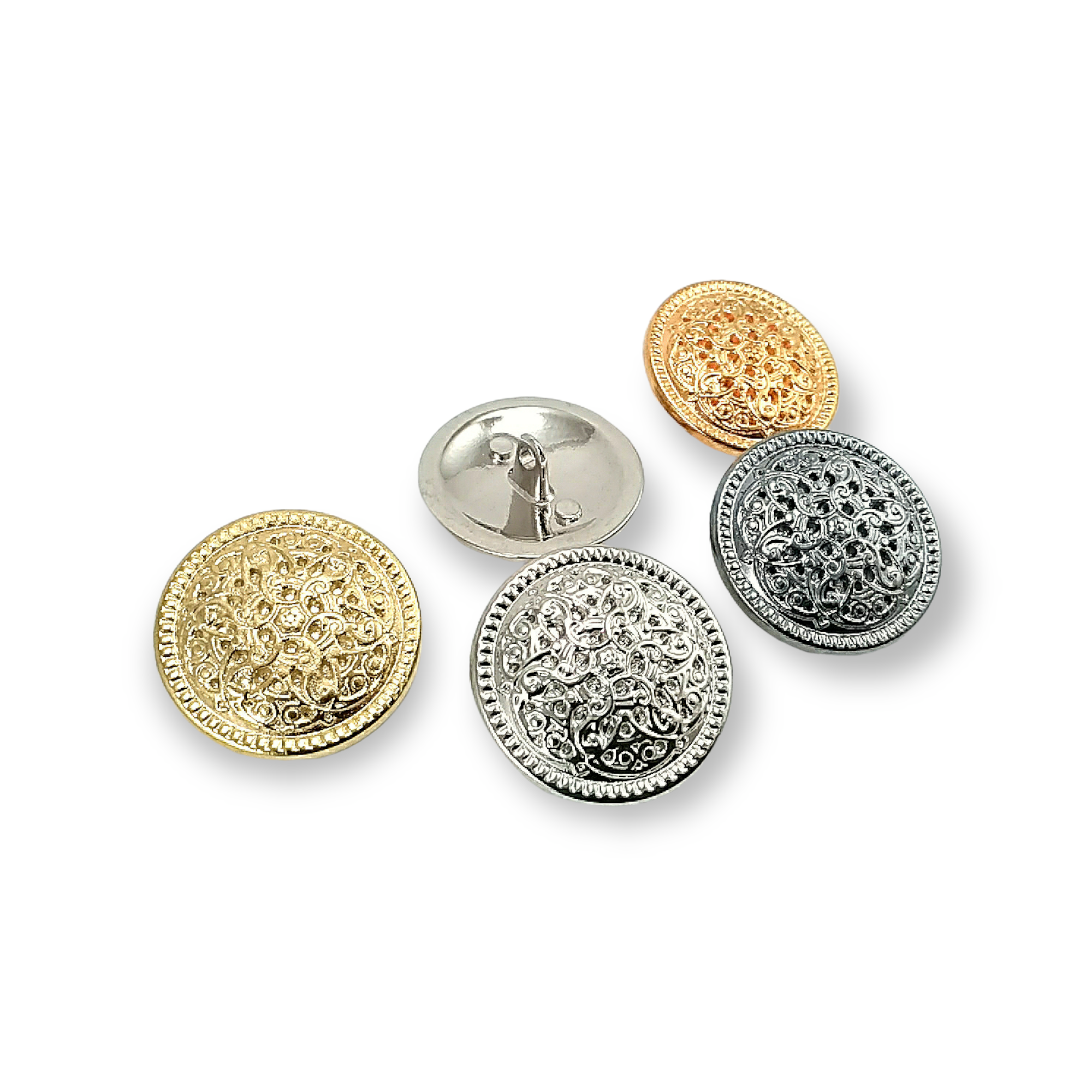 Desenli Metal Ayaklı Düğme 28 mm B 39