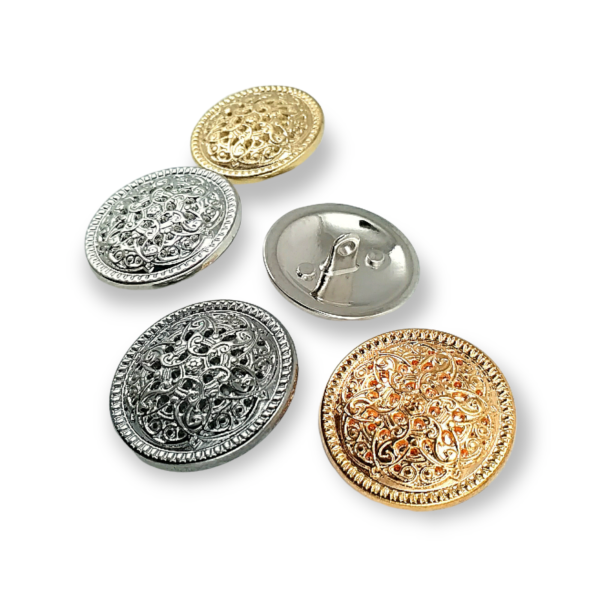 Desenli Metal Ayaklı Düğme 28 mm B 39
