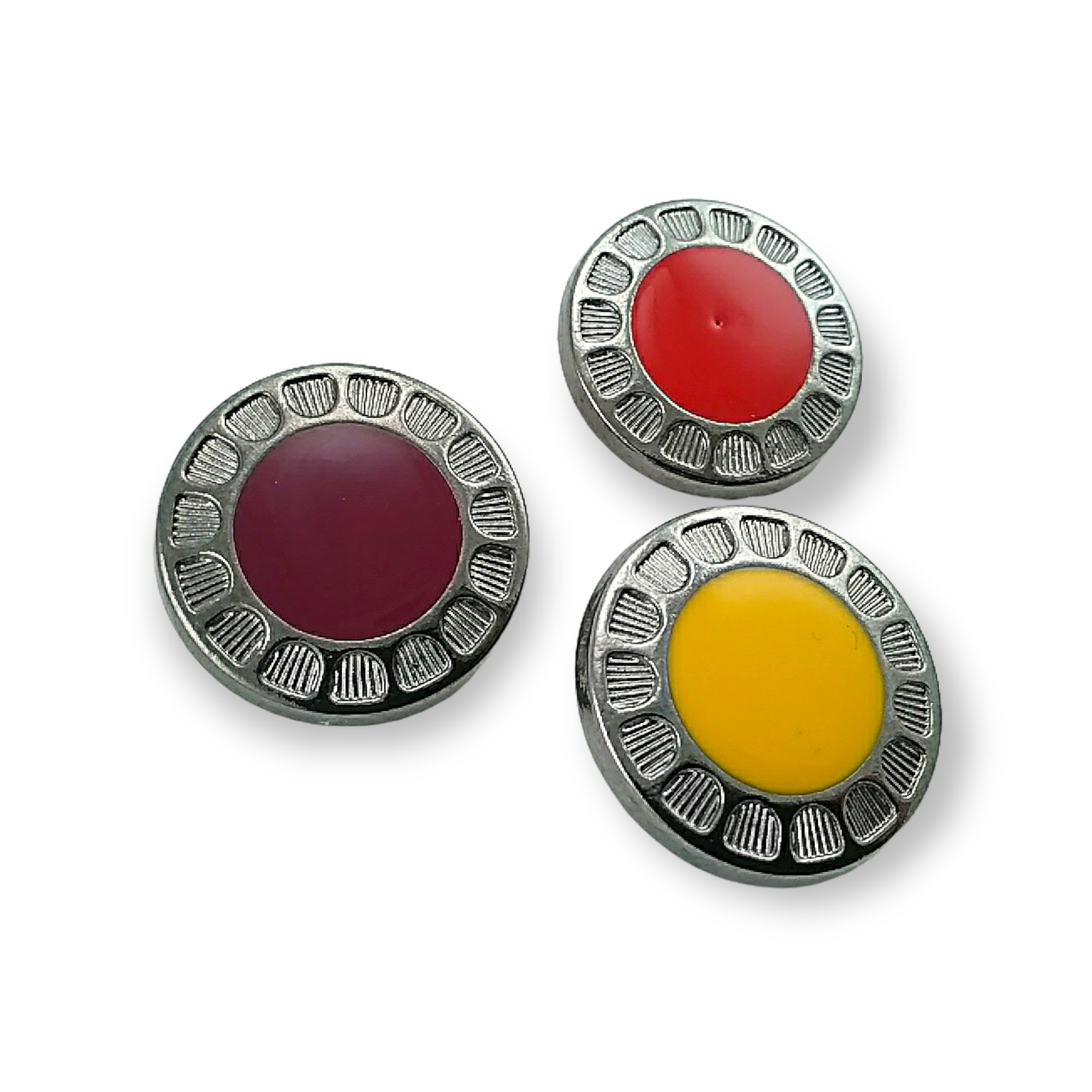 27 mm  - 48 boy Mineli Ayaklı Düğme Zamak Metal Kenar Desenli B 75